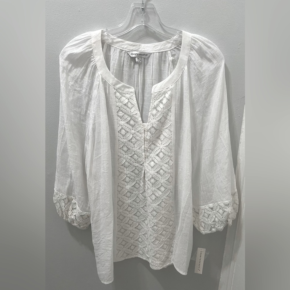 New Counterparts Blouse with Lace Details & Buttons